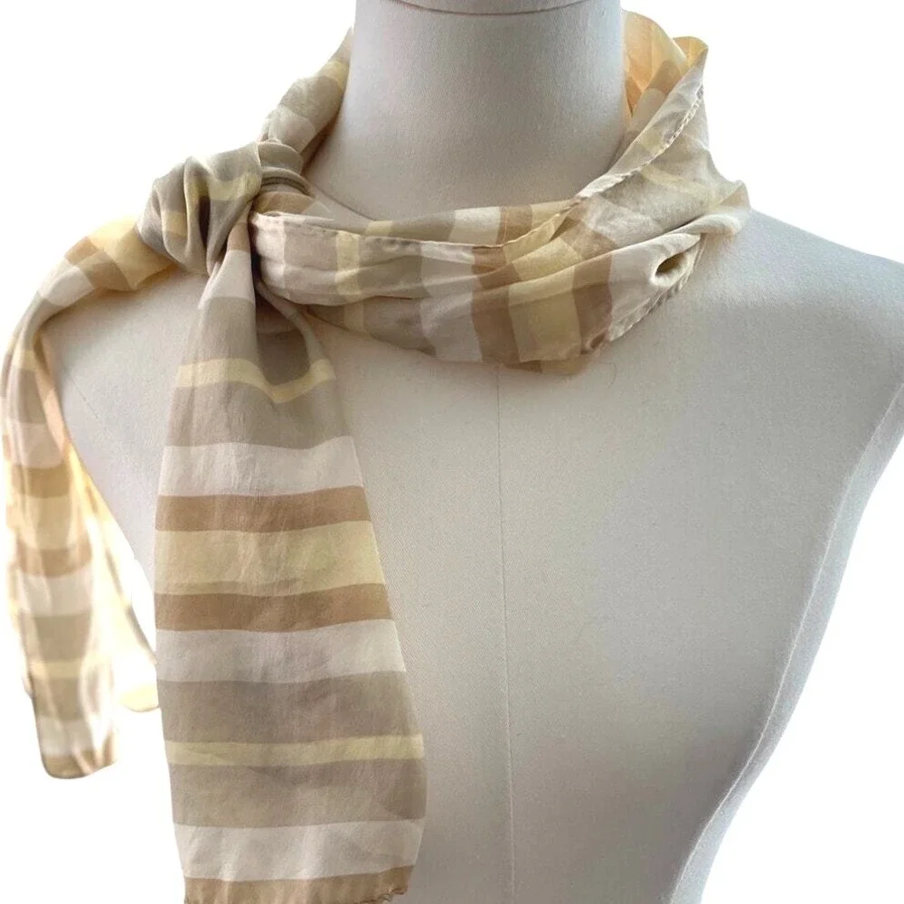 Liz Claiborne Anne Klein Silk Scarf Beige Tan Pink Nuetral‎